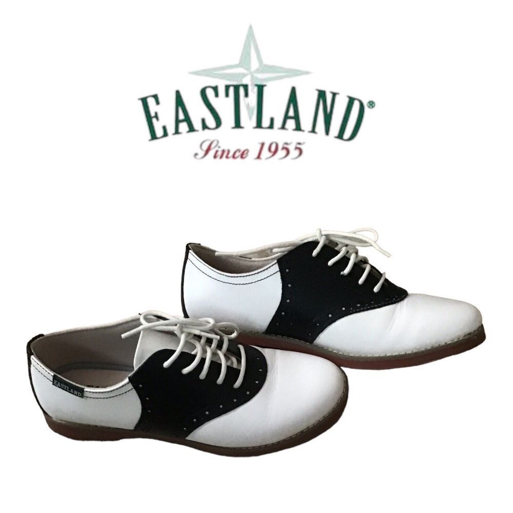 Eastland Sadie Saddle Women's Oxford Shoes, Size 7M, Black/White